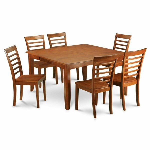 East West Furniture 9 Piece Formal Dining Room Set-Kitchen Table With Leaf and 8 Dinette Chairs PFML9-SBR-W